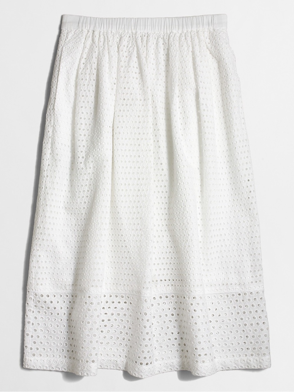 J. Crew Factory White Eyelet A-Line Skirt with Open Border